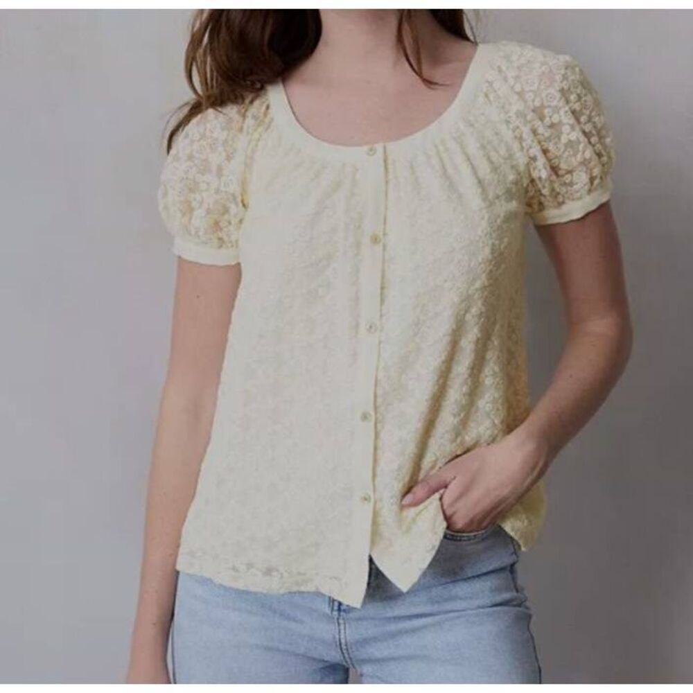 LC Lauren Conrad Puff Sleeve Lace Blouse 2X